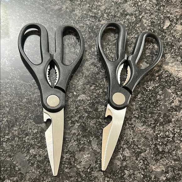 Set of 2 Black Stainless Steel Kitchen Scissors MultiTool NWOT - Picture 3 of 7